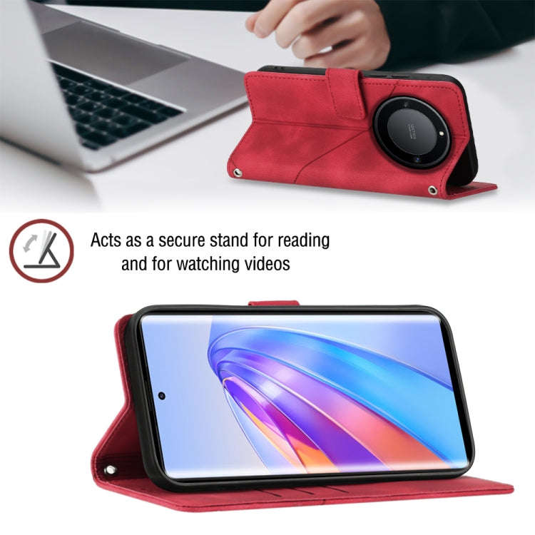 For Honor X9a 5G/Magic5 Lite Skin-feel Embossed Leather Phone Case(Red)