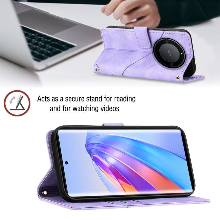 For Honor X9a 5G/Magic5 Lite Skin-feel Embossed Leather Phone Case(Light Purple)