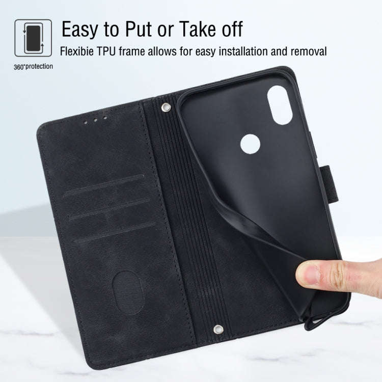 Skin-feel Embossed Leather Phone Case For Honor 8A/Y6 Pro 2019/Play 8A/8A Pro/8A 2020/8A Prime/Hu...