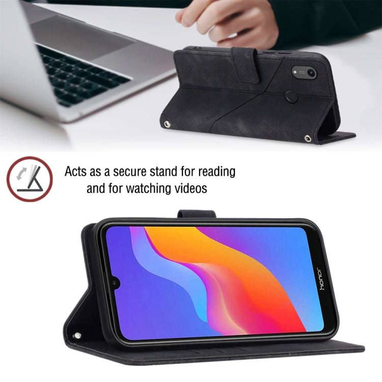 Skin-feel Embossed Leather Phone Case For Honor 8A/Y6 Pro 2019/Play 8A/8A Pro/8A 2020/8A Prime/Hu...