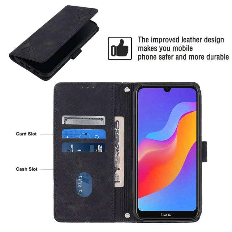 Skin-feel Embossed Leather Phone Case For Honor 8A/Y6 Pro 2019/Play 8A/8A Pro/8A 2020/8A Prime/Hu...