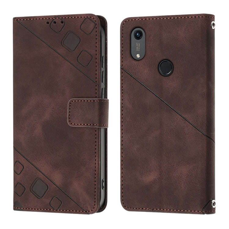 Skin-feel Embossed Leather Phone Case For Honor 8A/Y6 Pro 2019/Play 8A/8A Pro/8A 2020/8A Prime/Hu...