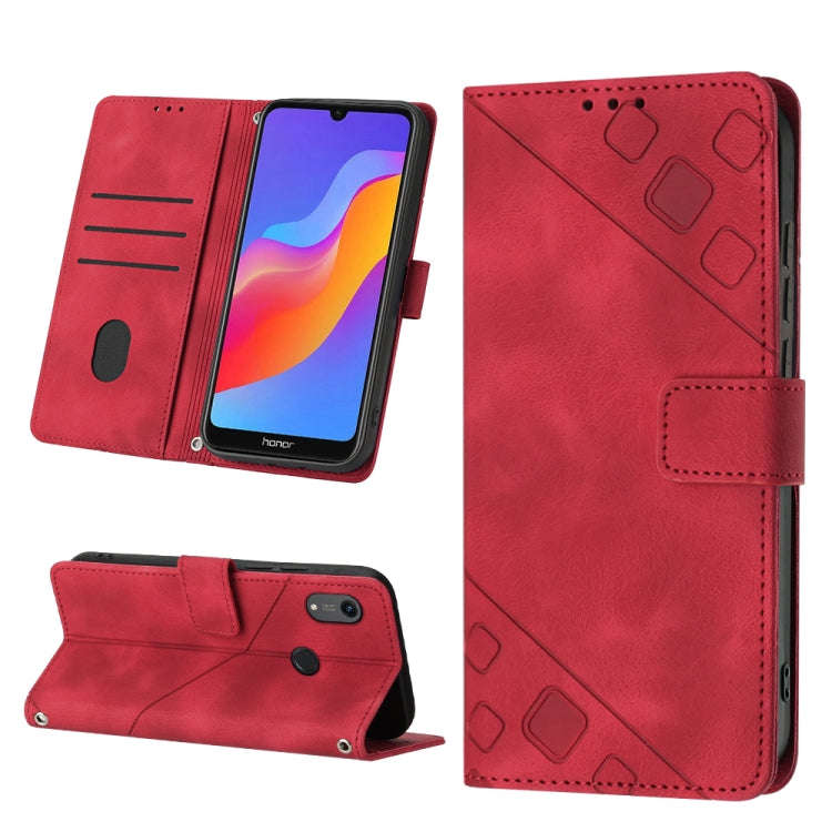 Skin-feel Embossed Leather Phone Case For Honor 8A/Y6 Pro 2019/Play 8A/8A Pro/8A 2020/8A Prime/Hu...
