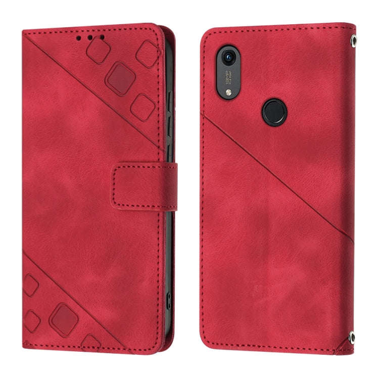 Skin-feel Embossed Leather Phone Case For Honor 8A/Y6 Pro 2019/Play 8A/8A Pro/8A 2020/8A Prime/Hu...