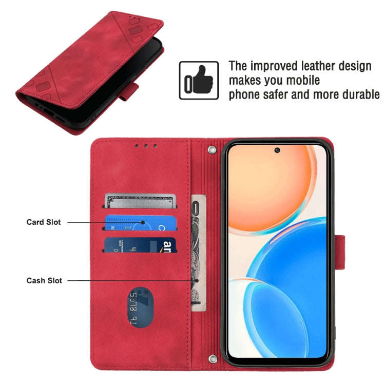 For Honor X6 / X8 5G Skin-feel Embossed Leather Phone Case(Red)