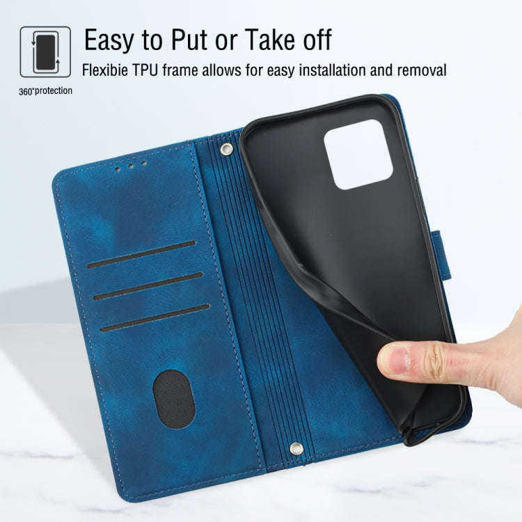 For Honor X6 / X8 5G Skin-feel Embossed Leather Phone Case(Blue)