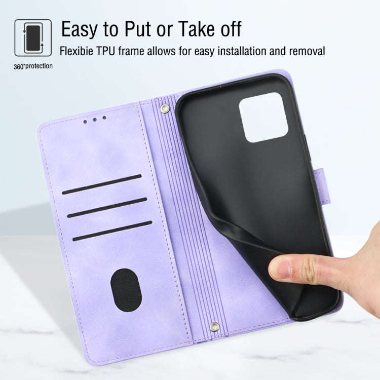 For Honor X6 / X8 5G Skin-feel Embossed Leather Phone Case(Light Purple)