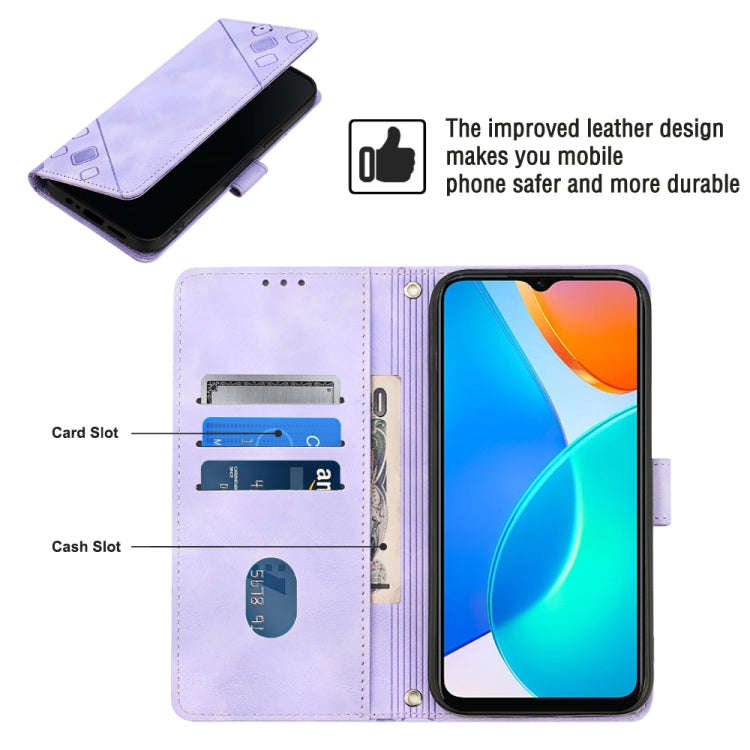 For Honor X6 / X8 5G Skin-feel Embossed Leather Phone Case(Light Purple)