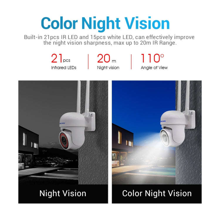 ESCAM PVR007 3MP Smart HD WiFi Camera Support Full Color Night Vision / Motion Detection / Sound ...