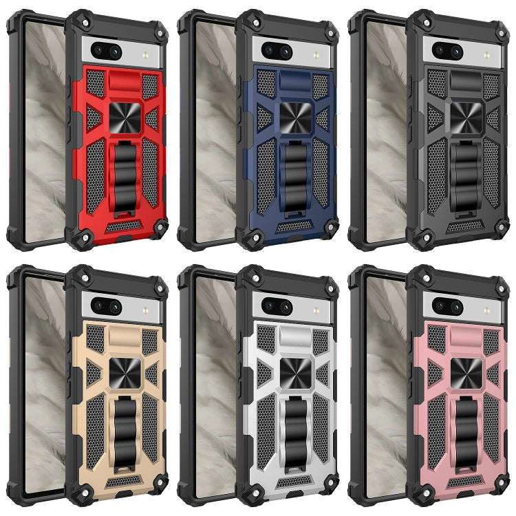 For Google Pixel 7a Shockproof TPU + PC Magnetic Phone Case with Holder(Rose Gold)