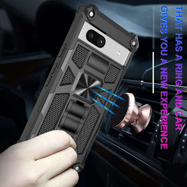 For Google Pixel 7a Shockproof TPU + PC Magnetic Phone Case with Holder(Rose Gold)