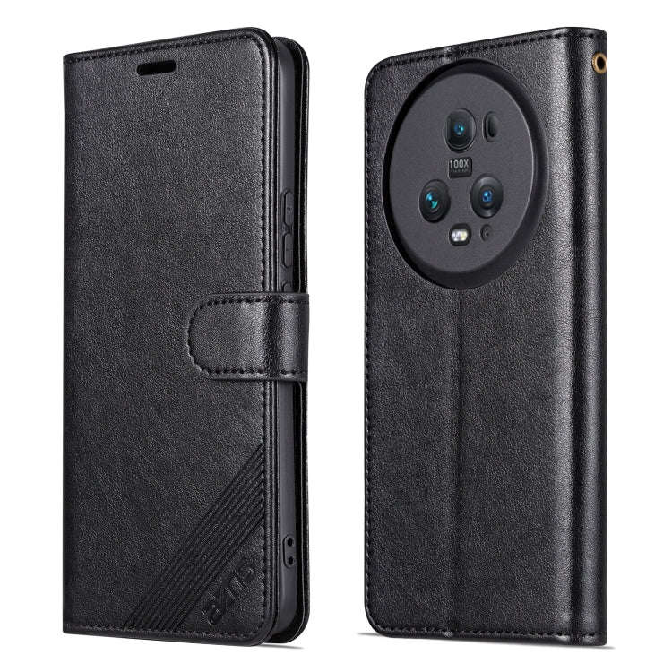 For Honor Magic5 AZNS Sheepskin Texture Flip Leather Phone Case(Black)