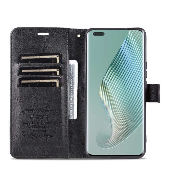 For Honor Magic5 Pro AZNS Sheepskin Texture Flip Leather Phone Case(Black)