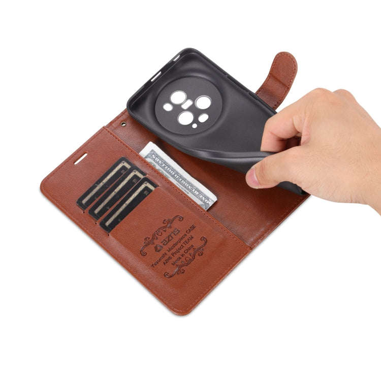 For Honor Magic5 Pro AZNS Sheepskin Texture Flip Leather Phone Case(Brown)