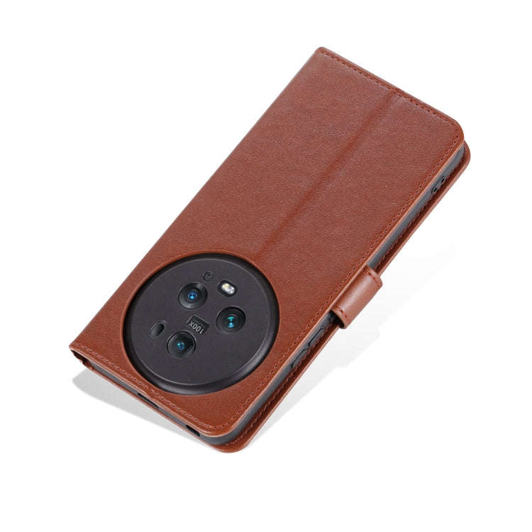 For Honor Magic5 Pro AZNS Sheepskin Texture Flip Leather Phone Case(Brown)