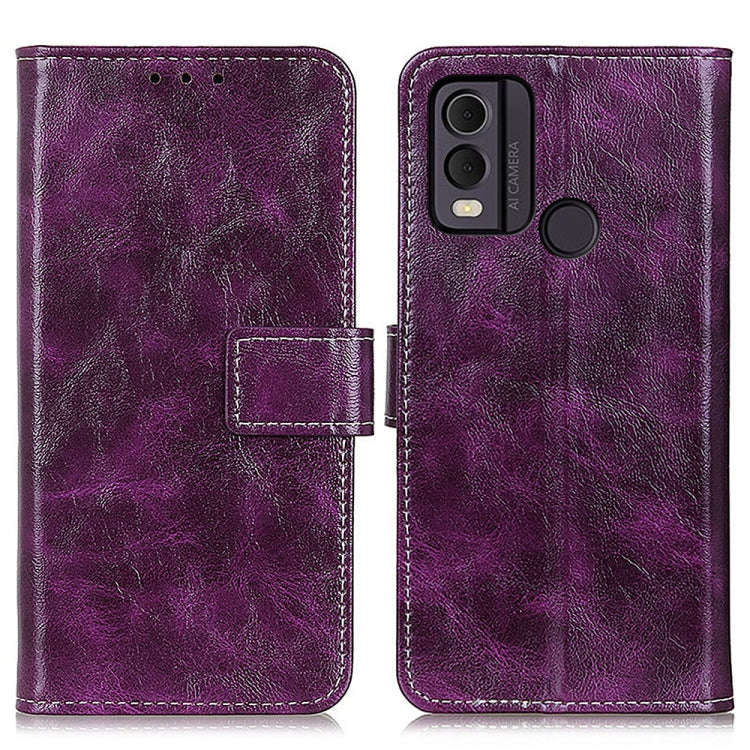 For Nokia C22 4G Retro Crazy Horse Texture Leather Phone Case(Purple)