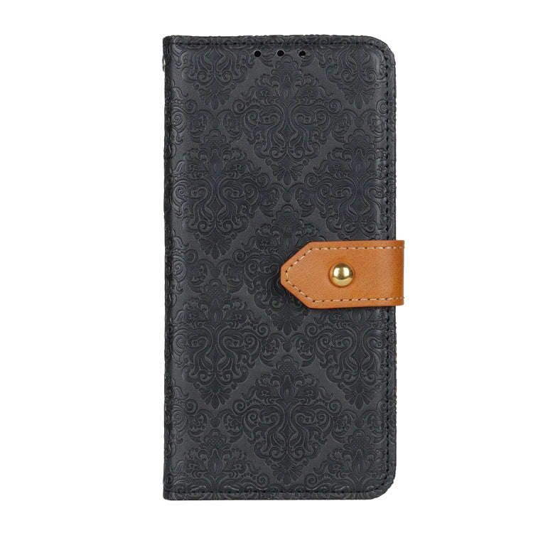 For Nokia C22 4G European Floral Embossed Flip Leather Phone Case(Black)