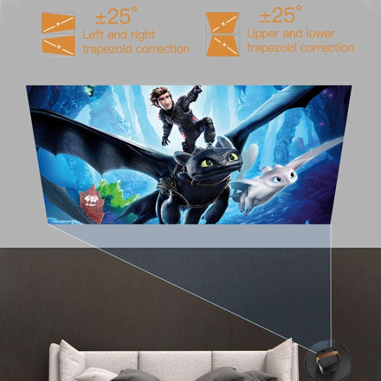 A007 Portable 1280 x 720 HD 113 ANSI Smart LED Projector, Plug:US Plug(White)