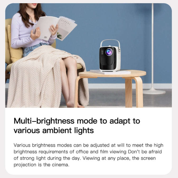 A007 Portable 1280 x 720 HD 113 ANSI Smart LED Projector, Plug:US Plug(White)