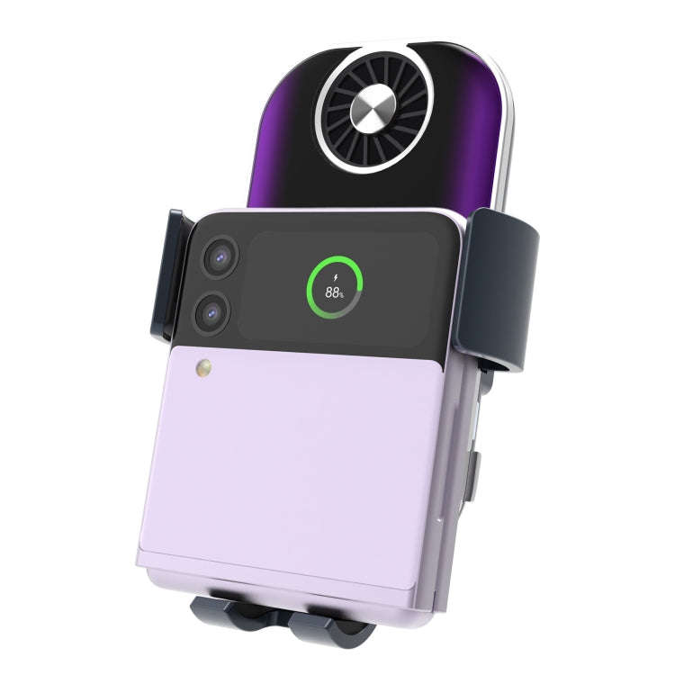 For Samsung Galaxy Z Flip4 / 3 C37 Fan Cooling Dual Coil Car Phone Holder Wireless Charger