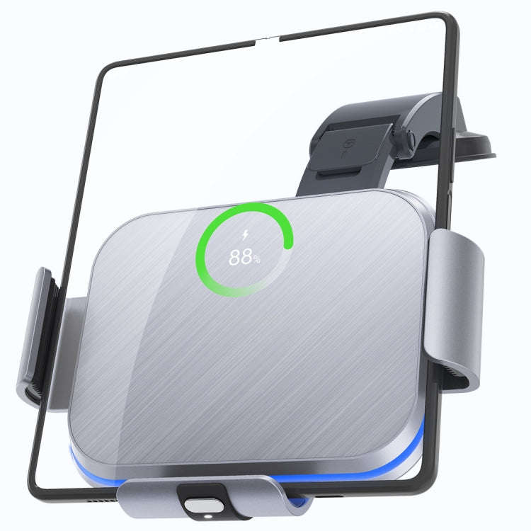 For Samsung Galaxy Z Fold4 / 3 / 2 S8 Dual Coil Car Phone Holder Wireless Charger(Iron Gray)