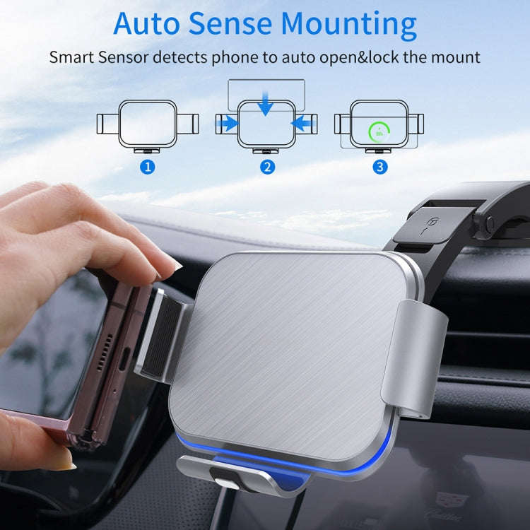 For Samsung Galaxy Z Fold4 / 3 / 2 S8 Dual Coil Car Phone Holder Wireless Charger(Iron Gray)