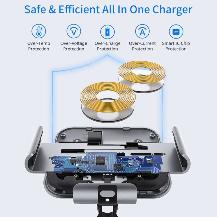 For Samsung Galaxy Z Fold4 / 3 / 2 S8 Dual Coil Car Phone Holder Wireless Charger(Iron Gray)