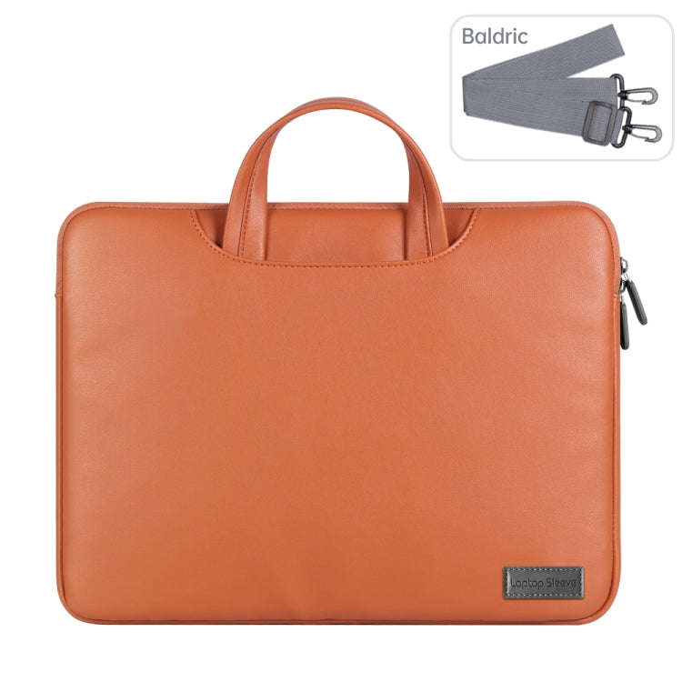 Waterproof PU Laptop Bag Inner Bag, Size:15 inch(Brown)