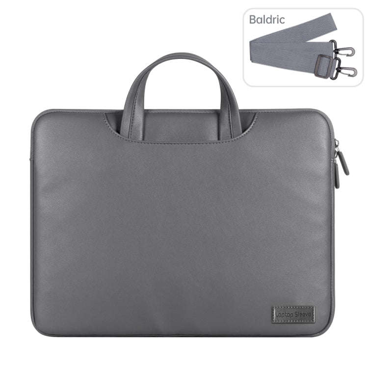 Waterproof PU Laptop Bag Inner Bag, Size:15 inch(Grey)