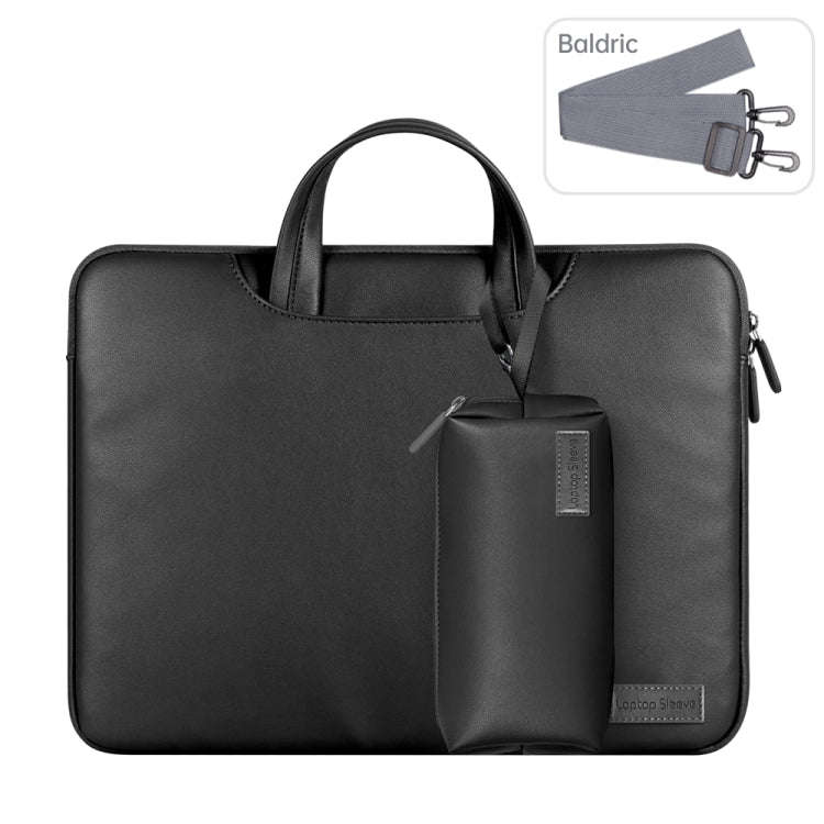 Waterproof PU Laptop Bag Inner Bag with Power Pack, Size:13 / 14 inch(Black)