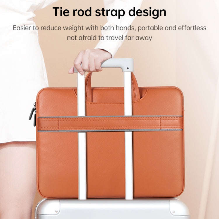 Waterproof PU Laptop Bag Inner Bag with Power Pack, Size:13 / 14 inch(Brown)