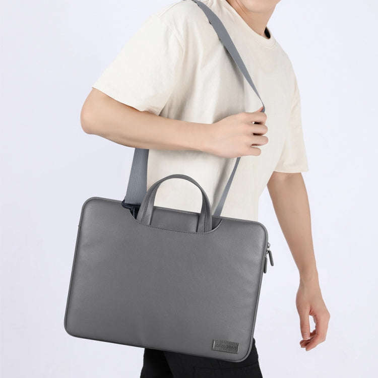 Waterproof PU Laptop Bag Inner Bag with Power Pack, Size:15 inch(Grey)