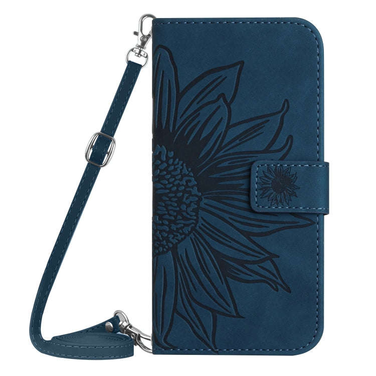 For Motorola Moto G Power 2023 HT04 Skin Feel Sun Flower Embossed Flip Leather Phone Case with La...
