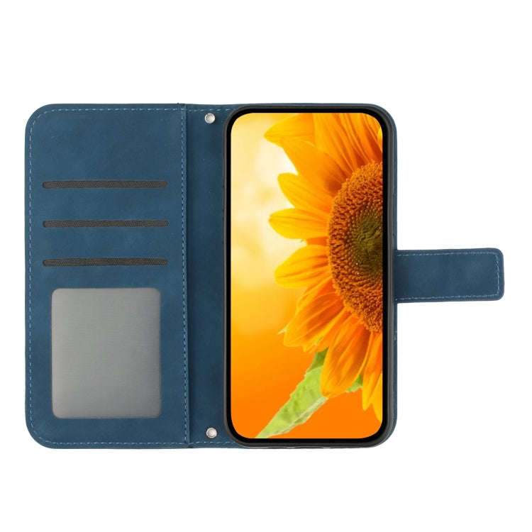 For Motorola Moto G Power 2023 HT04 Skin Feel Sun Flower Embossed Flip Leather Phone Case with La...