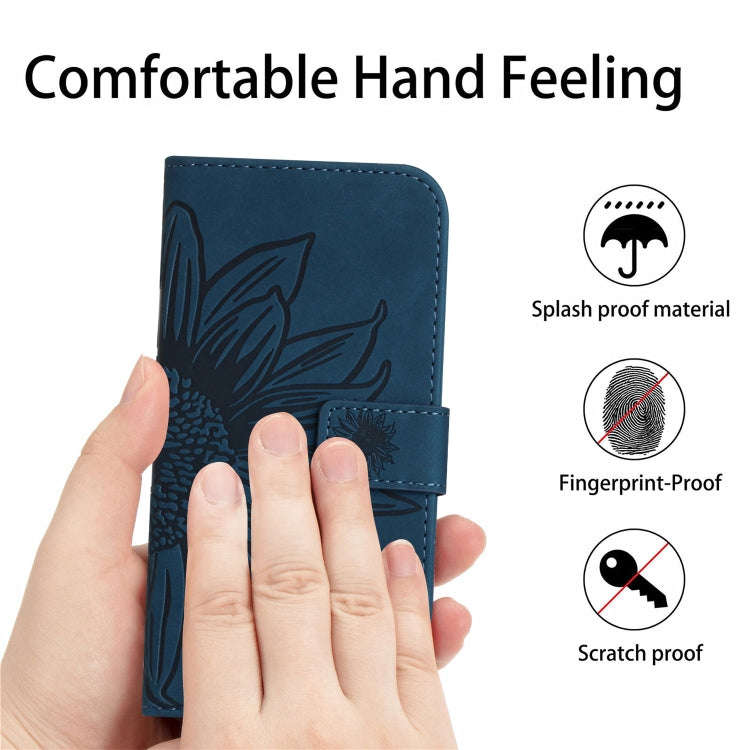 For Motorola Moto G Power 2023 HT04 Skin Feel Sun Flower Embossed Flip Leather Phone Case with La...