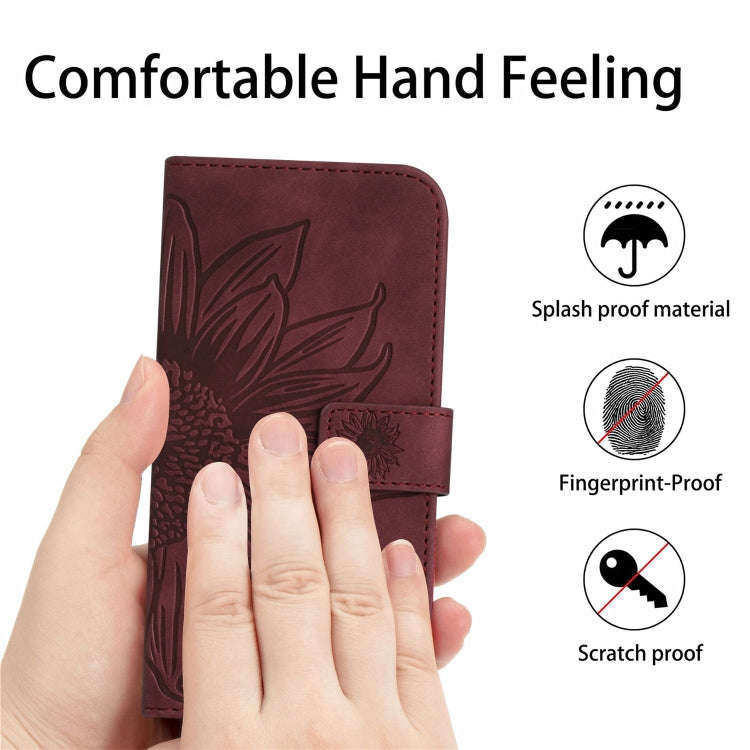 For Motorola Moto G Power 2023 HT04 Skin Feel Sun Flower Embossed Flip Leather Phone Case with La...