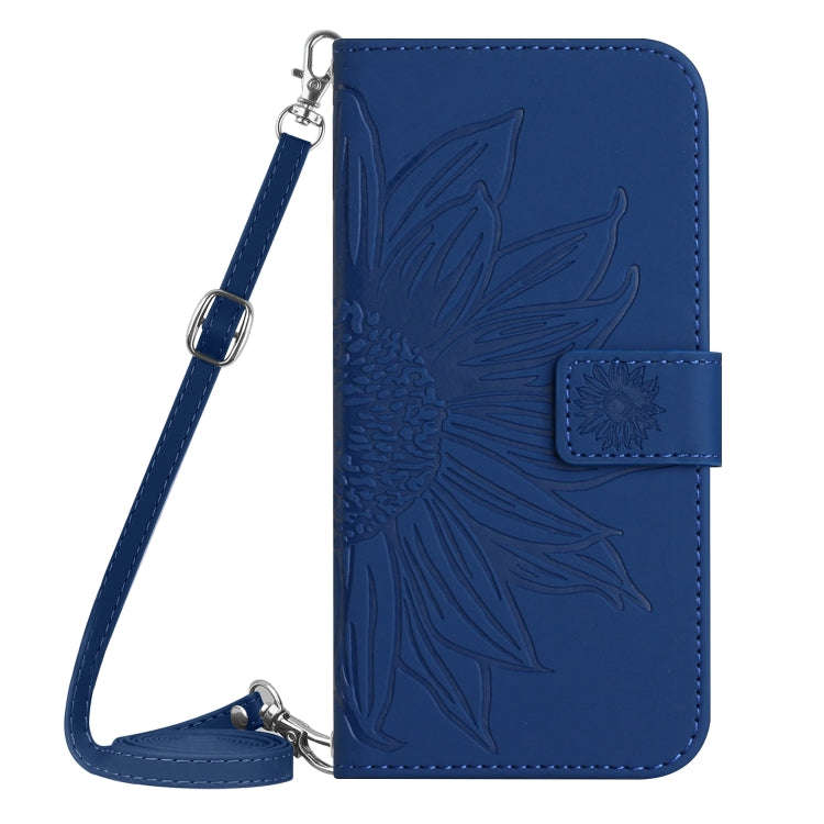 For Motorola Moto G Power 2023 HT04 Skin Feel Sun Flower Embossed Flip Leather Phone Case with La...