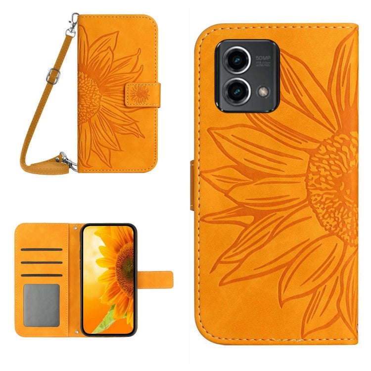 For Motorola Moto G Stylus 5G 2023 HT04 Skin Feel Sun Flower Embossed Flip Leather Phone Case wit...