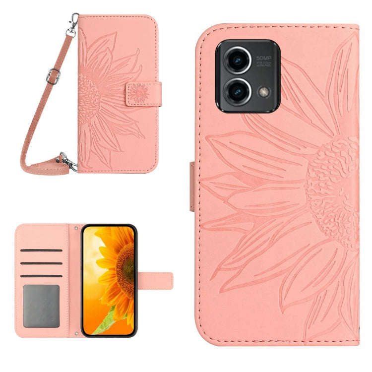 For Motorola Moto G Stylus 5G 2023 HT04 Skin Feel Sun Flower Embossed Flip Leather Phone Case wit...