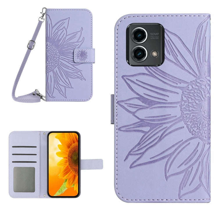 For Motorola Moto G Stylus 5G 2023 HT04 Skin Feel Sun Flower Embossed Flip Leather Phone Case wit...