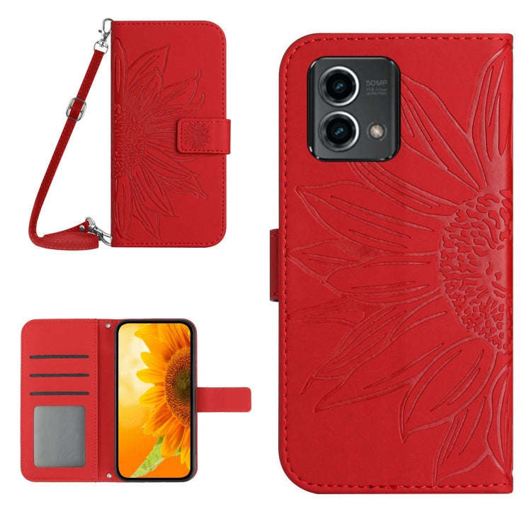 For Motorola Moto G Stylus 5G 2023 HT04 Skin Feel Sun Flower Embossed Flip Leather Phone Case wit...