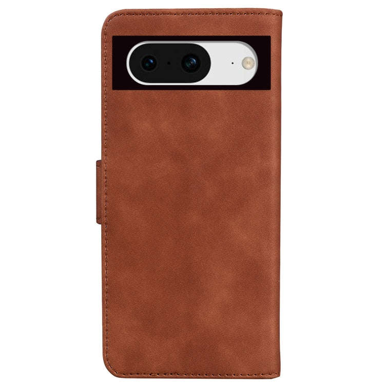For Google Pixel 8 Skin Feel Pure Color Flip Leather Phone Case(Brown)