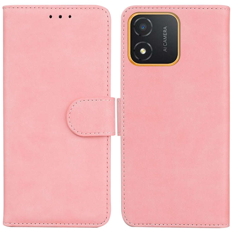 For Honor X5 Skin Feel Pure Color Flip Leather Phone Case(Pink)