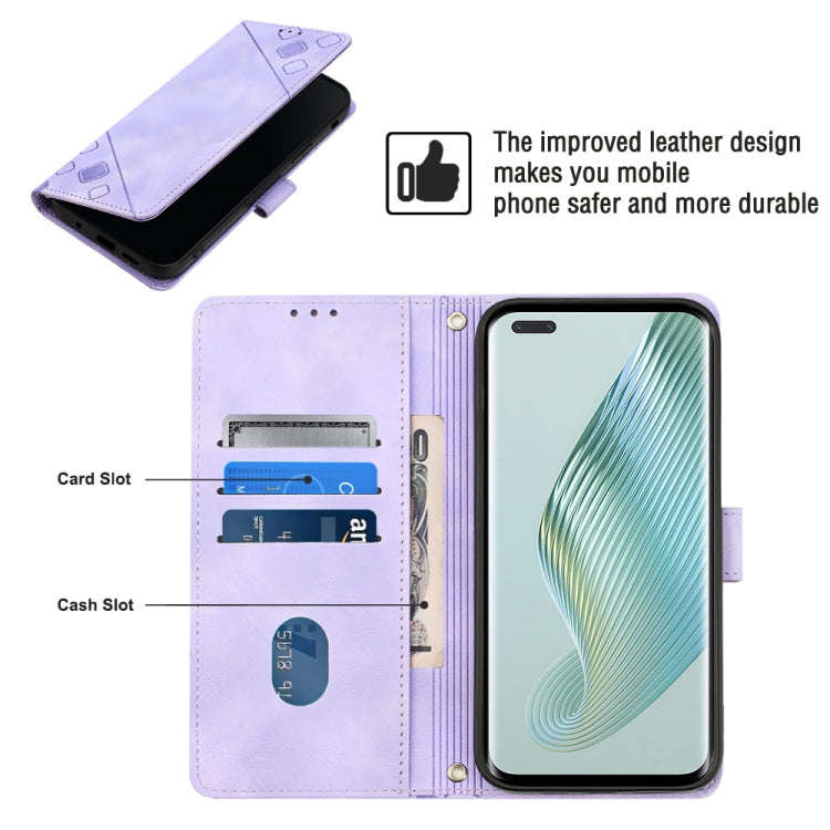 For Honor Magic5 Pro Skin-feel Embossed Leather Phone Case(Light Purple)