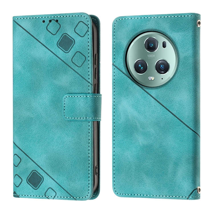 For Honor Magic5 Pro Skin-feel Embossed Leather Phone Case(Green)