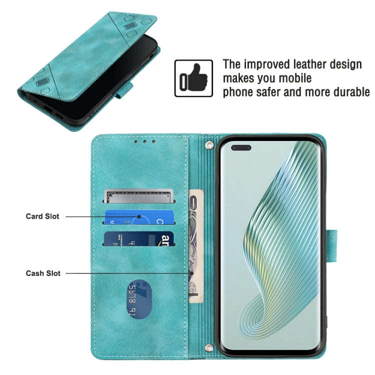 For Honor Magic5 Pro Skin-feel Embossed Leather Phone Case(Green)