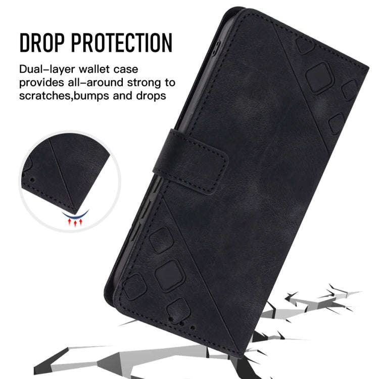 For Honor Magic5 Pro Skin-feel Embossed Leather Phone Case(Black)