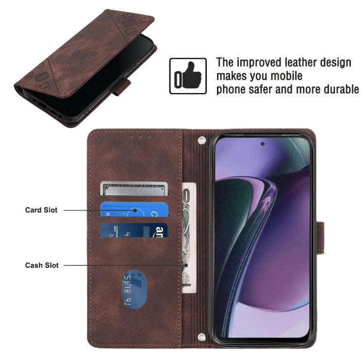 For Motorola Moto G Stylus 5G 2023 Skin-feel Embossed Leather Phone Case(Brown)