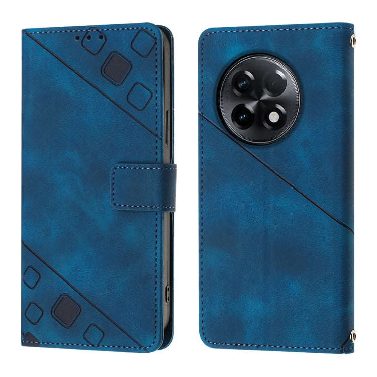 For OnePlus Ace 2 5G / 11R 5G Skin-feel Embossed Leather Phone Case(Blue)
