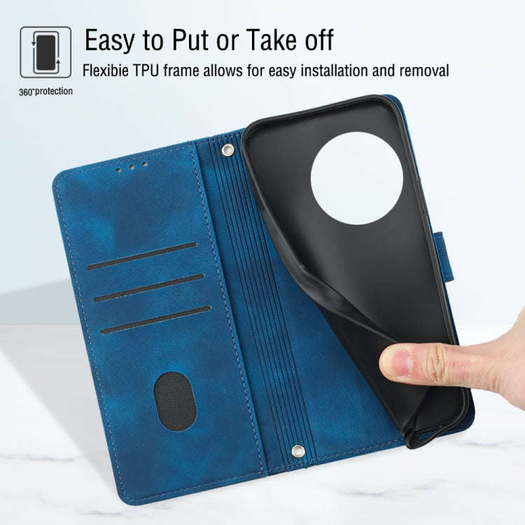 For OnePlus Ace 2 5G / 11R 5G Skin-feel Embossed Leather Phone Case(Blue)